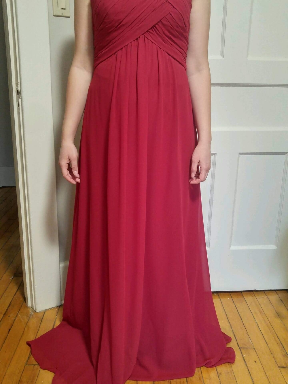 Morilee Chiffon Bridesmaids Dress with Draped Bodice and Keyhole Back